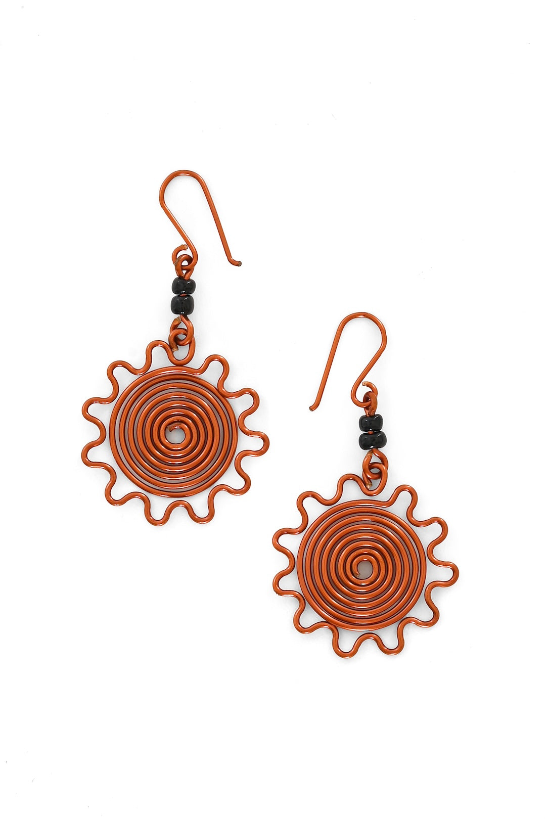 Copper Spiral Sunburst Earrings