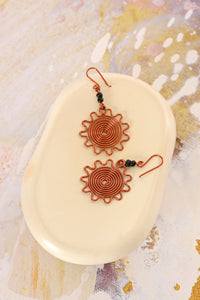 Copper Spiral Sunburst Earrings