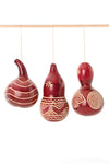 Red Etched Geometric Gourd Ornament from Kenya - Assorted