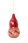 Red Etched Geometric Gourd Ornament from Kenya - Assorted