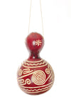 Red Etched Geometric Gourd Ornament from Kenya - Assorted