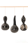 Black Etched Geometric Gourd Ornament from Kenya - Assorted