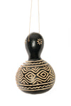 Black Etched Geometric Gourd Ornament from Kenya - Assorted