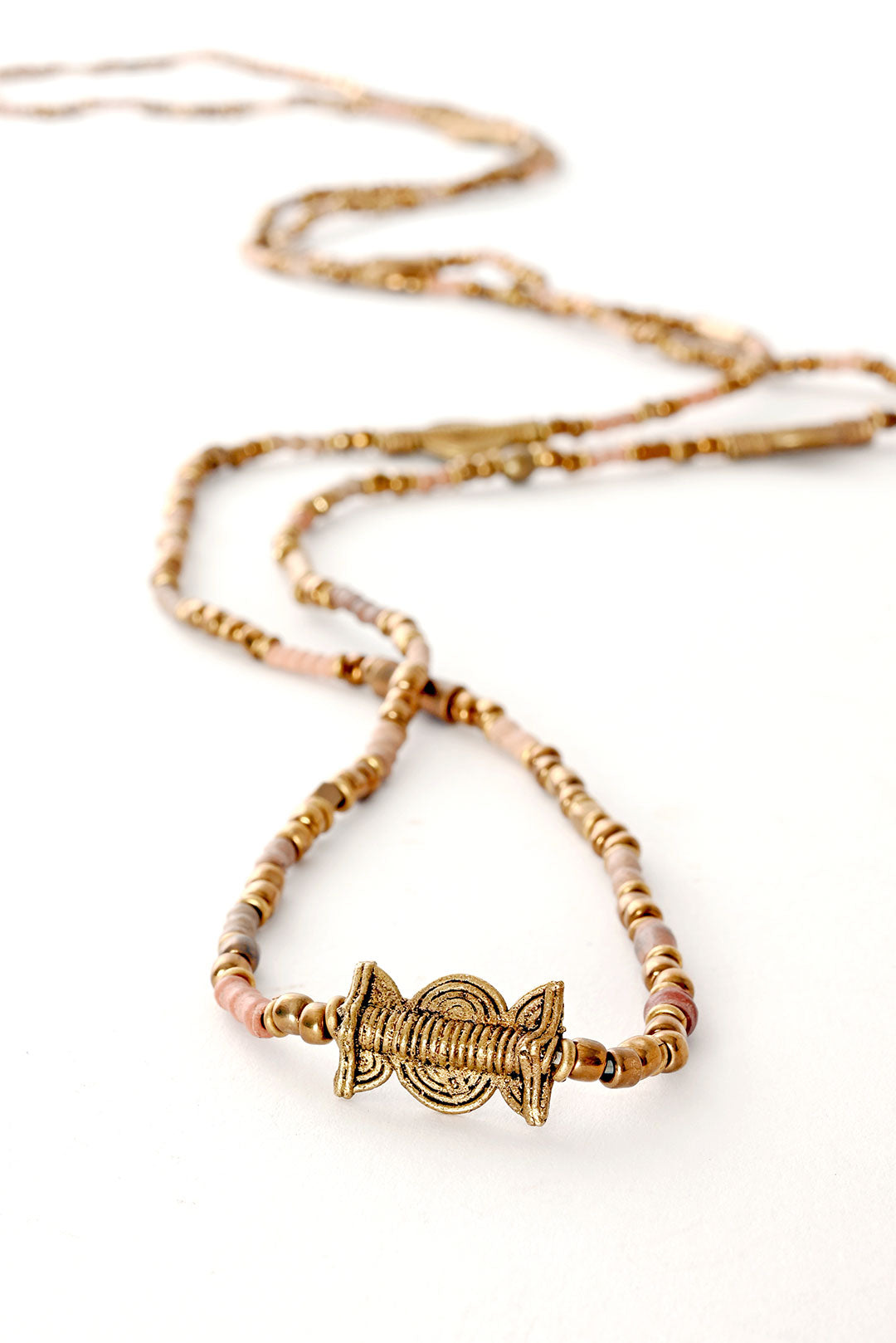 Extra Long Beaded Wrap Necklace - Neutral