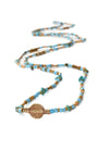 Extra Long Beaded Wrap Necklace - Aqua