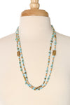 Extra Long Beaded Wrap Necklace - Aqua