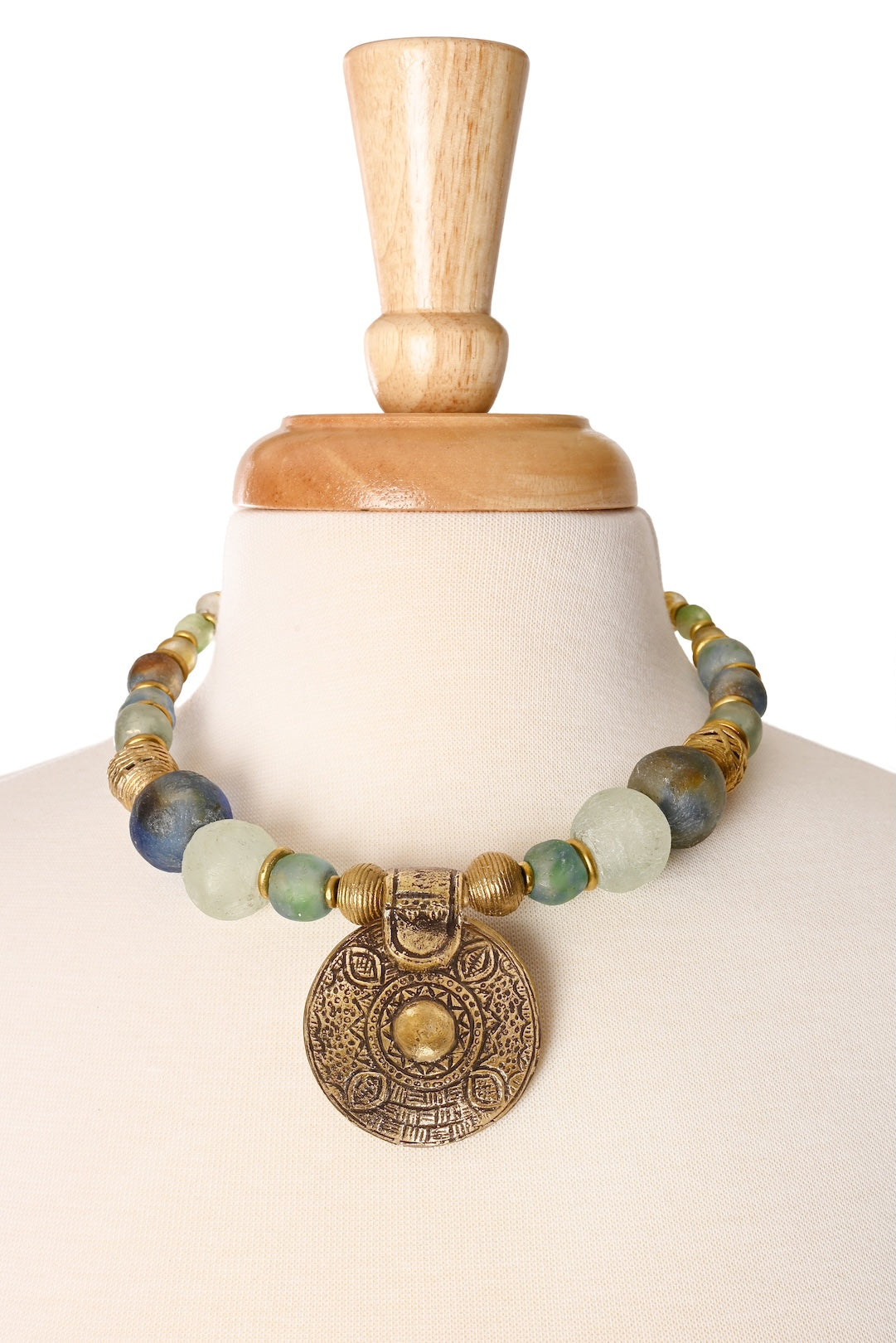 Brass & Recycled Glass Spiral Sands Necklace