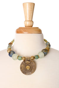 Brass & Recycled Glass Spiral Sands Necklace