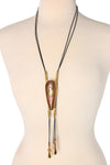 Copper and Brass Shield Bolo Necklace