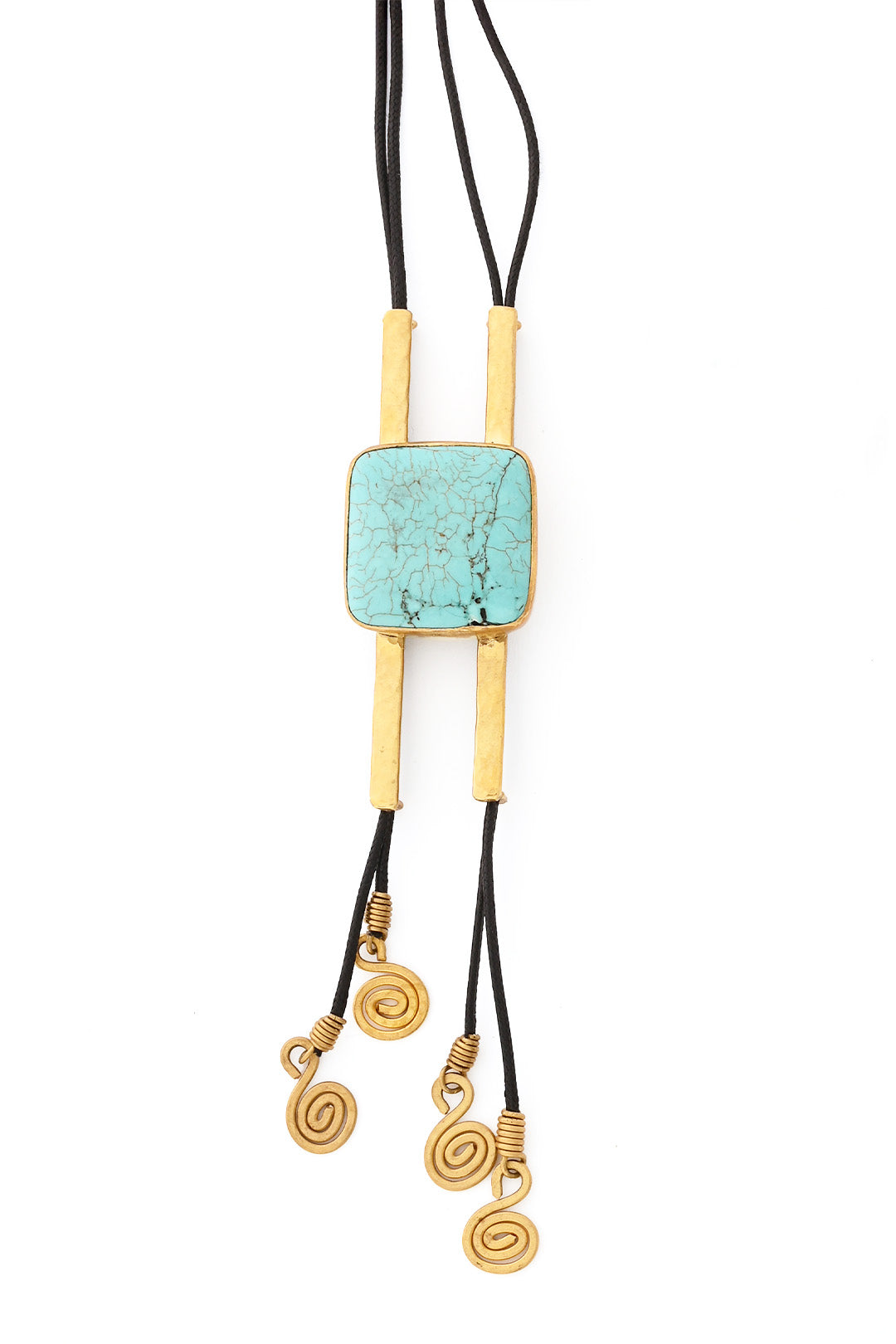 Kenyan Brass and Stone Wayfarer Bolo Necklace