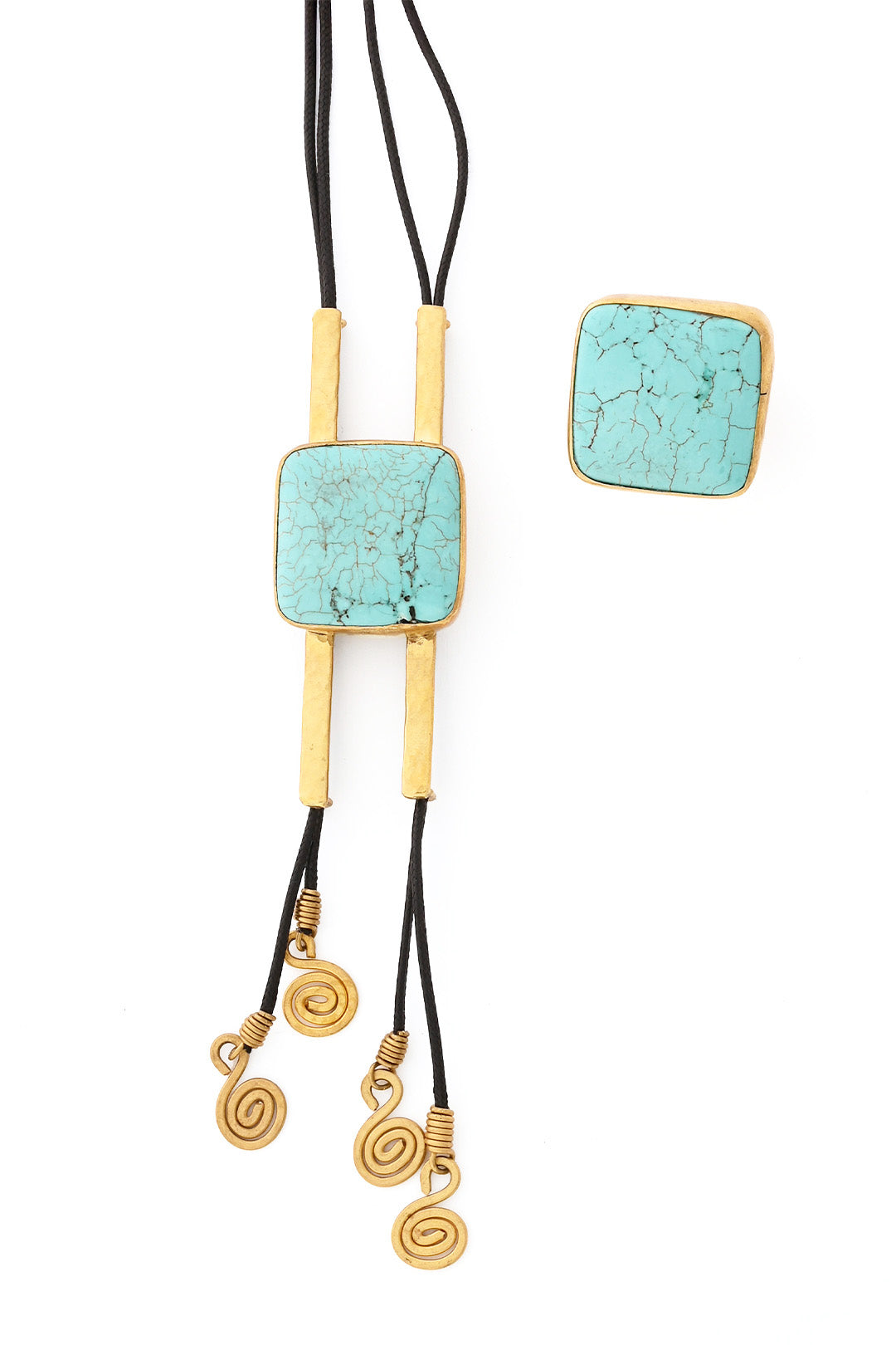 Kenyan Brass and Stone Wayfarer Bolo Necklace