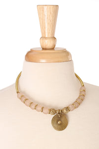 Pink Blush Glass & Brass Necklace