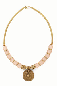 Pink Blush Glass & Brass Necklace