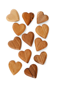 Dozen Mini Flat Wild Olivewood Hearts - Valentine's Day Gifts
