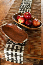 14" Wild Olive Wood Oval Bowl with Striped Bone Inlay