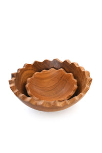 Petite Ruffled Edge Olive Wood Bowl