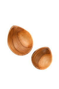 Petal-Shaped Olive Wood Serving Cups