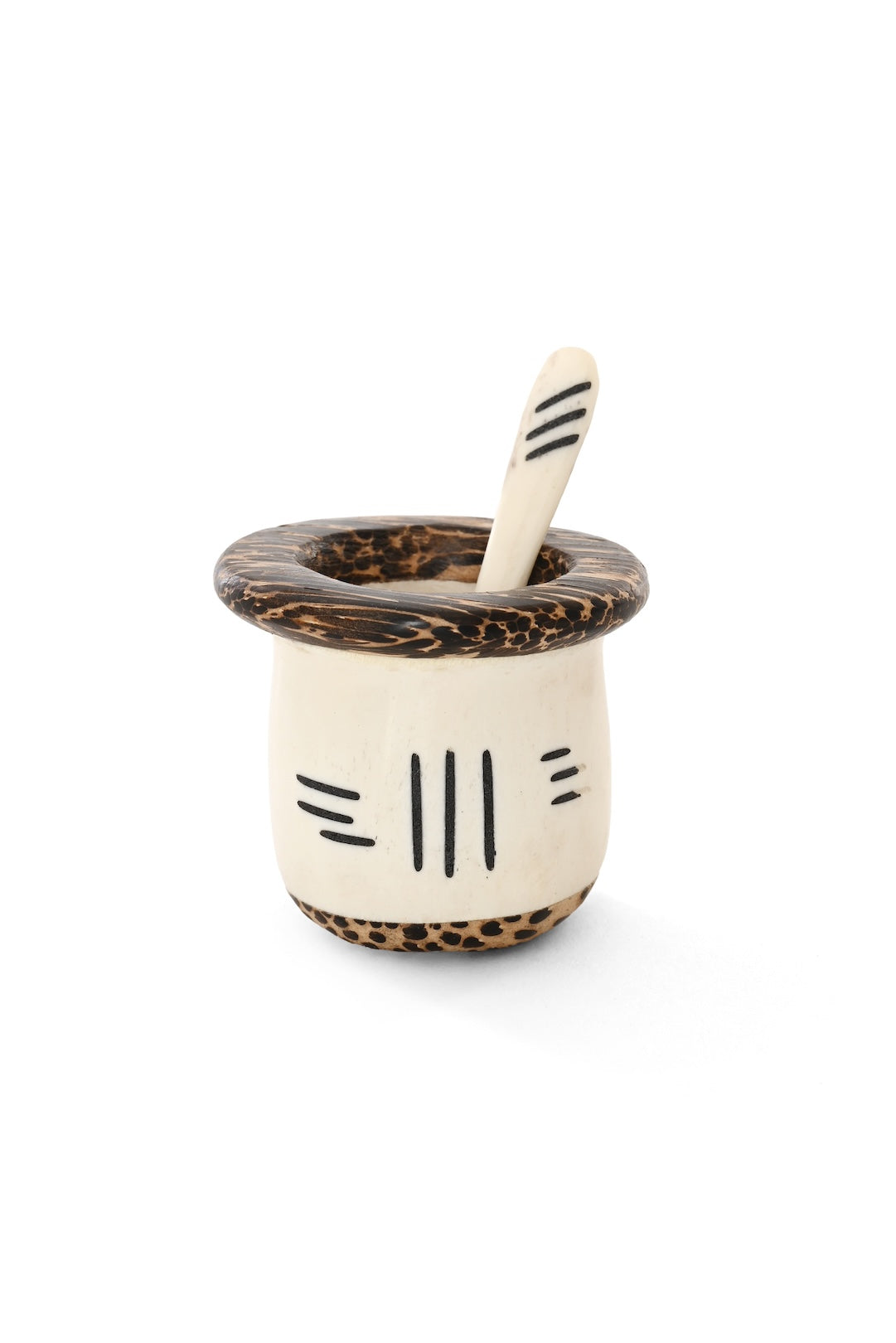Coconut and Cow Bone Salt Cup with Spoon