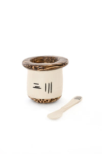 Coconut and Cow Bone Salt Cup with Spoon