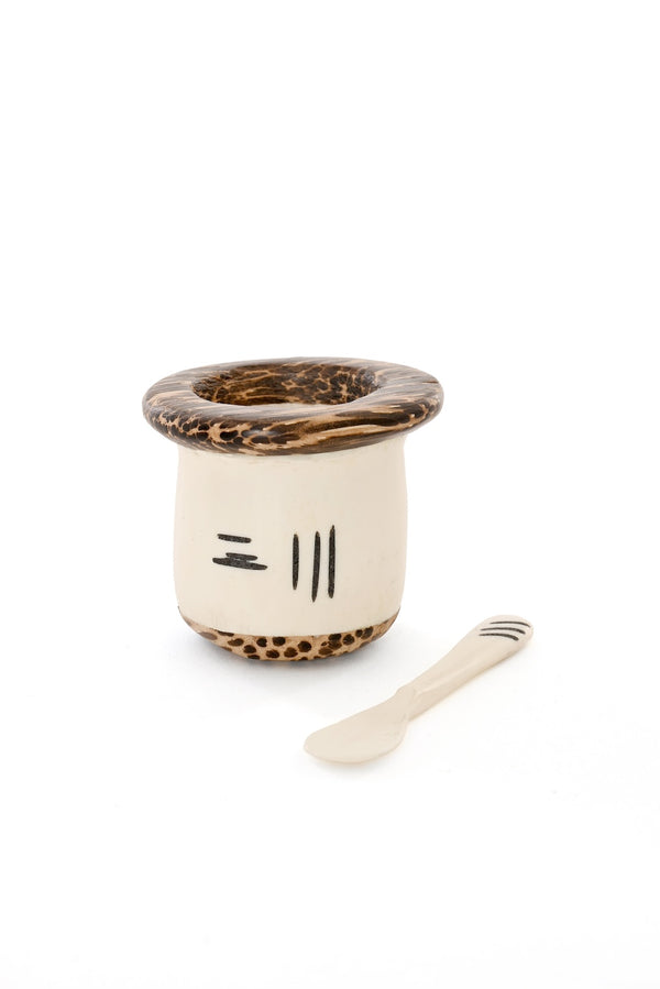 Coconut and Cow Bone Salt Cup with Spoon