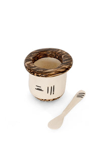 Coconut and Cow Bone Salt Cup with Spoon
