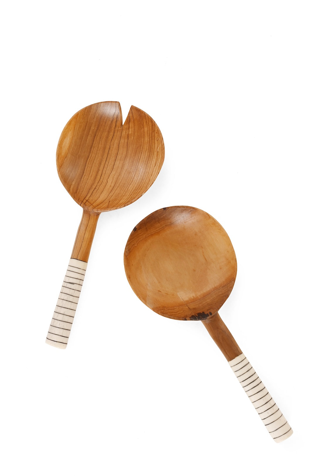 Kenyan Olive Wood & Bone Statement Salad Servers