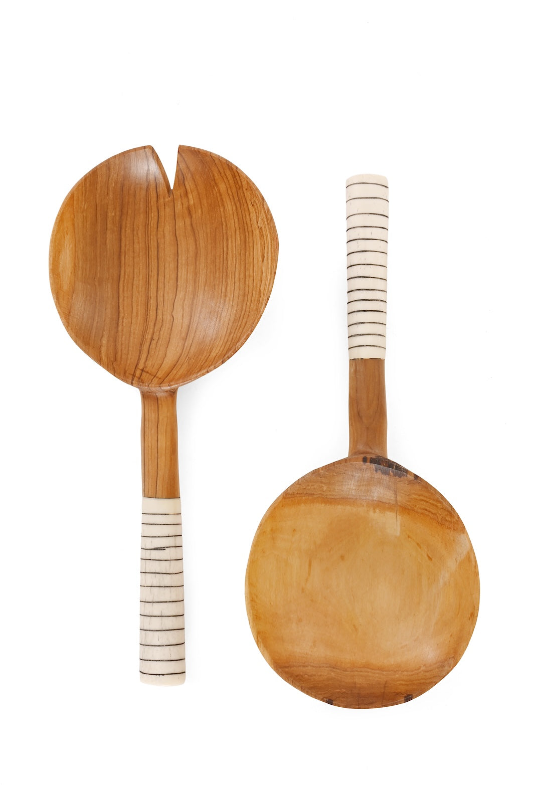 Kenyan Olive Wood & Bone Statement Salad Servers