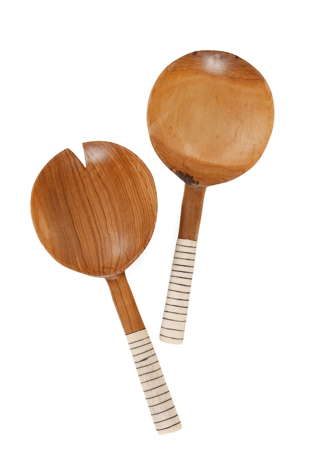 Kenyan Olive Wood & Bone Statement Salad Servers
