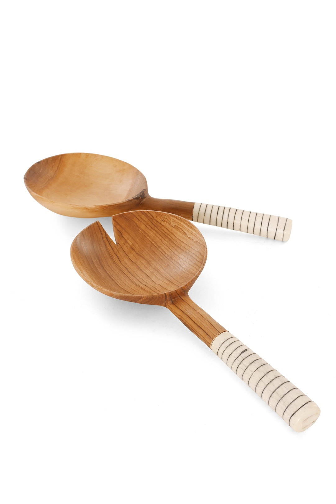 Kenyan Olive Wood & Bone Statement Salad Servers