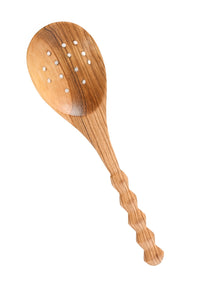 Wild Olive Wood Slotted Serving Spoon
