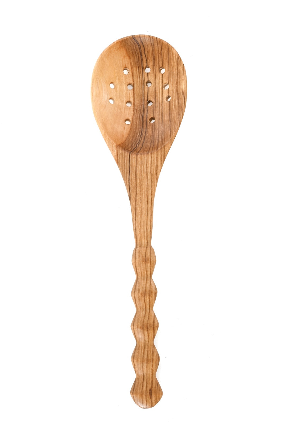 Wild Olive Wood Slotted Serving Spoon