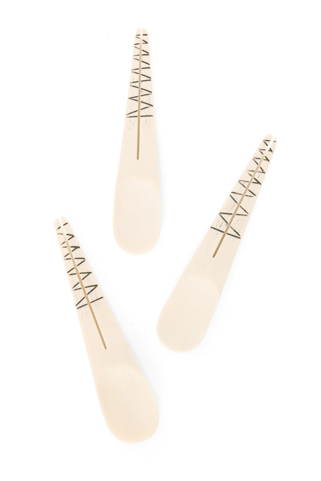 Split Handle Etched Bone Spice Spoon - Assorted