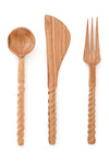 Wild Olive Wood Spiral Serving Utensils