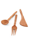 Wild Olive Wood Spiral Serving Utensils