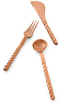 Wild Olive Wood Spiral Serving Utensils