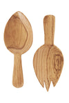 All Natural Spork & Spoon Wild Olive Wood Salad Servers