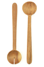 Large Wild Olive Wood Pendulum Salad Sets with Tapered Handles