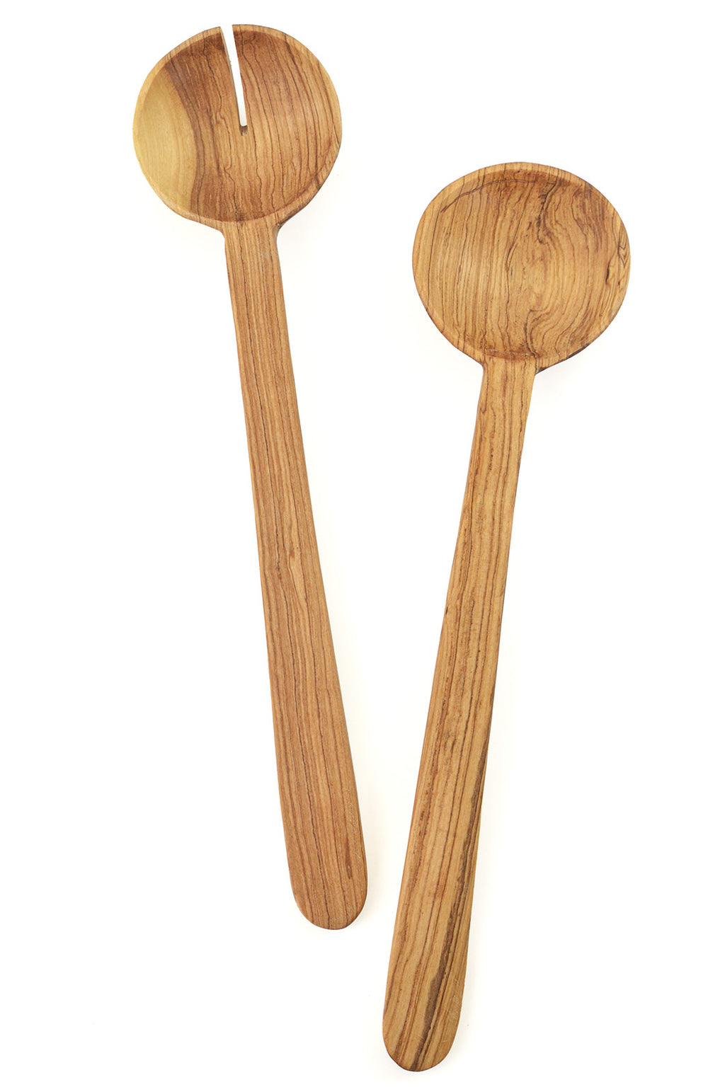 Large Wild Olive Wood Pendulum Salad Sets with Tapered Handles