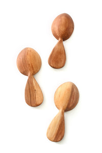Wild Olive Wood Fig Sugar Spoon with Etched Bone Handle