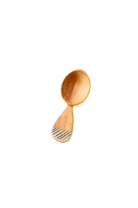 Wild Olive Wood Fig Sugar Spoon with Etched Bone Handle