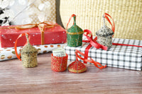 Gold Beaded Holiday Gift Box Ornament