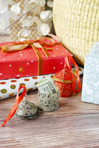 Silver Beaded Holiday Gift Box Ornament