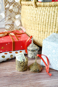Gold Beaded Holiday Gift Box Ornament