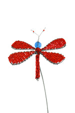 Beaded Red Dragonfly Garden Stake