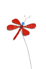 Beaded Red Dragonfly Garden Stake