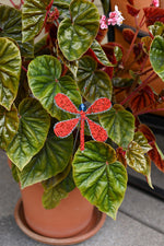 Beaded Red Dragonfly Garden Stake