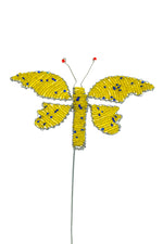 Beaded Butterfly Garden Stake - Yellow