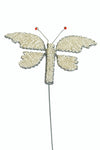 Beaded Butterfly Garden Stake - White