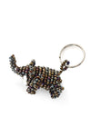 Metallic Black Beaded Elephant Keychain