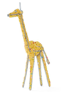Kenyan Sunshine Yellow Beaded Giraffe Sculpture